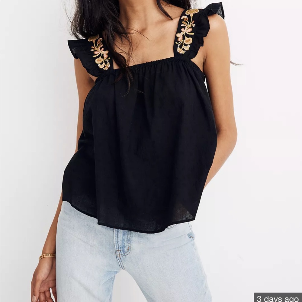 Madewell Embroidered Strap Swing Top
